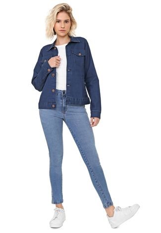Jaqueta Sisal Jeans com Botões Blue
