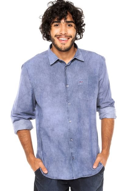 Camisa Jeans Aramis Estonada Azul - Marca Aramis