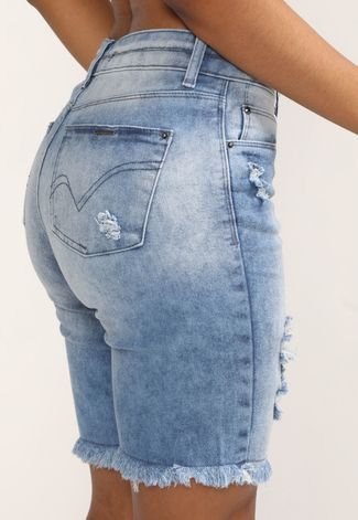 Bermuda Jeans Lunender Reta Estonada Azul