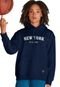 Blusa De Frio Feminina Moletom Flanelado Com Capuz e Bolso Canguru New York Azul Marinho - Marca BUENO STORE