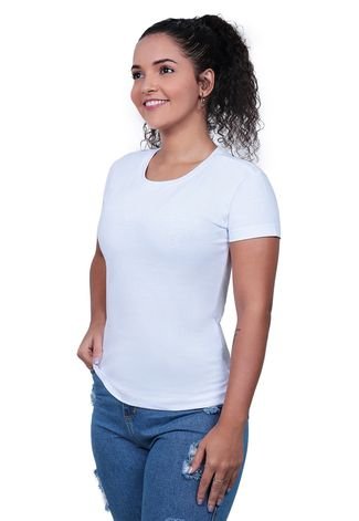 Camiseta Baby Look Feminina Slim Techmalhas Branco