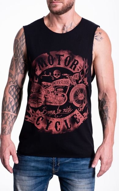 Camiseta Masculina Preta Underfloor Motorcycle - Marca Sallada Mista