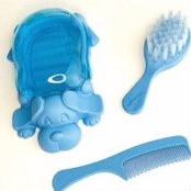 Kit Banheiro 3 Pçs Saboneteira Pente Escova Lully Bebê Azul - Marca Koala Baby