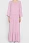 Vestido Hering Longo Babados Rosa - Marca Hering