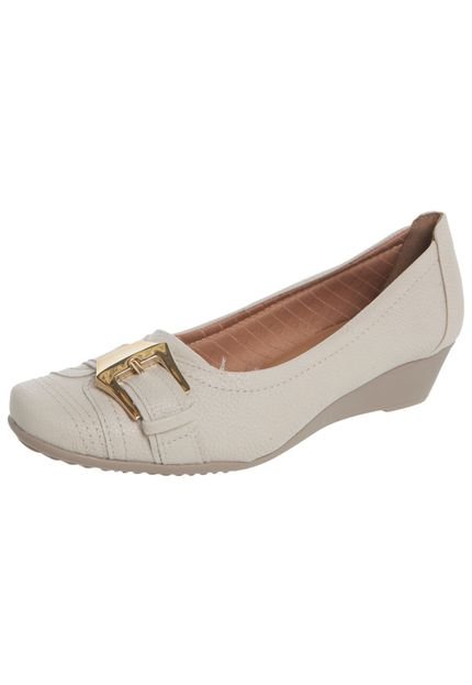 Scarpin Piccadilly Anabela Fivela Lateral Bege - Marca Piccadilly