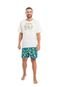 Pijama Adulto Masculino com Camiseta e Bermuda em Meia Malha Quimby Branco - Marca Quimby