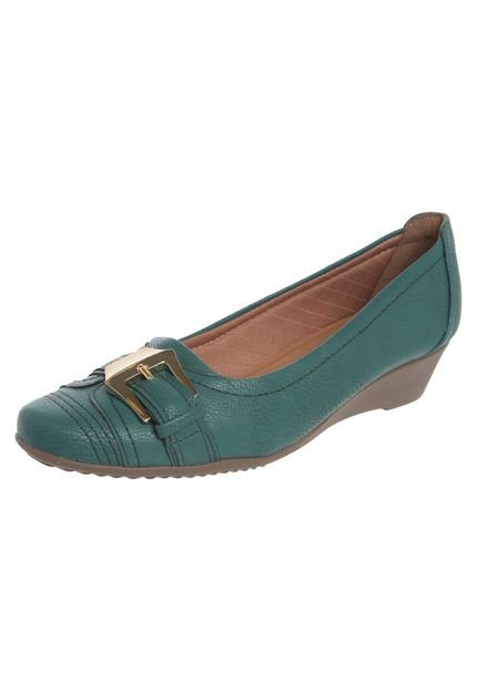 Scarpin Piccadilly Anabela Fivela Lateral Verde - Marca Piccadilly