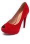 Peep Toe Di Cristalli Veludo Vermelho - Marca Di Cristalli