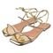 Sandália Rasteira Feminina CM Calçados Tiras Strass Brilho Bico Quadrado Confortável Metalizado Duas Tiras Ouro Light - Marca Monte Shoes
