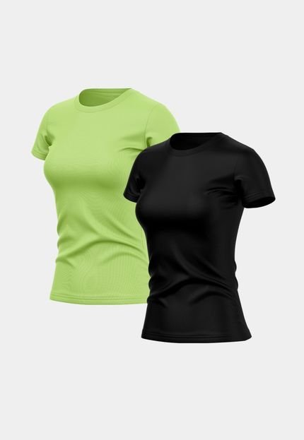Kit 2 Camisetas Manga Curta Feminina Dry Básica Lisa Proteção Solar UV Térmica Blusa Academia Esporte Camisa Colorido - Marca ADRIBEN