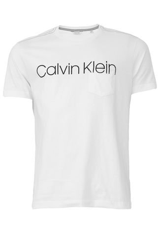 Camiseta Calvin Klein Slim Bolso Branca