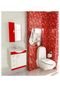 Kit Completo para Banheiro 60 cm com 3 Peças Pratiko Branco e Vermelho Tomdo - Marca Tomdo
