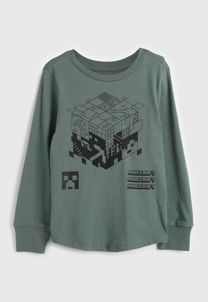 Camiseta Manga Longa GAP Minecrafit Verde - Marca GAP