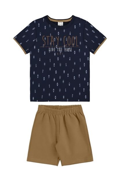 Conjunto Infantil Alakazoo Bermuda e Camiseta Stay Cool Marinho - Marca Alakazoo