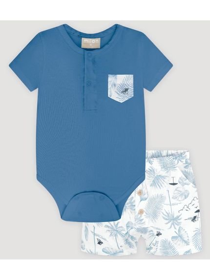 Conjunto Bebê Menino Body   Bermuda Milon Azul - Marca Milon