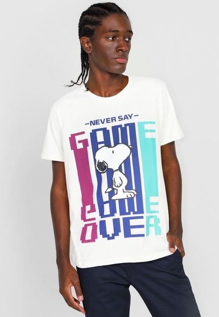 Camiseta Snoopy Game Over Tal Pai Tal Filho Off-White - Marca Snoopy