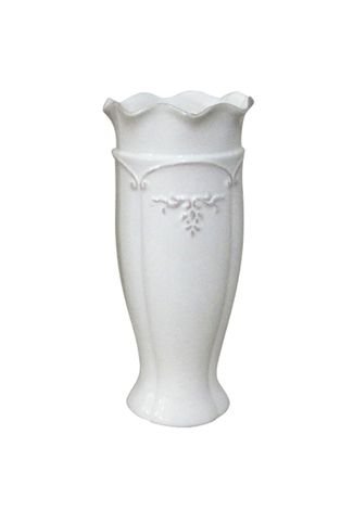 Vaso Cerâmica Urban Delicate Ondule Edge Alto Branco