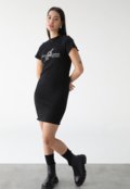 Vestido Canelado John John Curto Bordado Preto - Marca John John