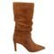 Bota Feminina Salto Fino Bico Fino Enrugada Slouchy Em Couro Maria Paula Camel - Marca MARIA PAULA