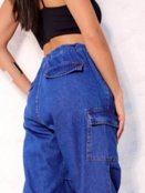 Calça Jeans Parachute Cargo Azul Feminina - Marca Crawling