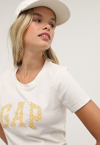 Camiseta GAP Logo Floral Branca - Compre Agora