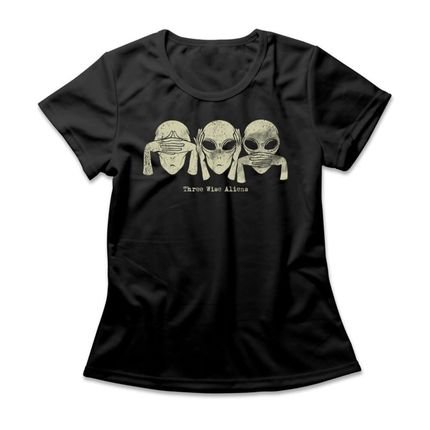 Camiseta Feminina Three Wise Aliens - Preto - Marca Studio Geek 