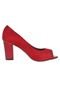 Peep Toe Beira Rio Salto Grosso Vermelho - Marca Beira Rio