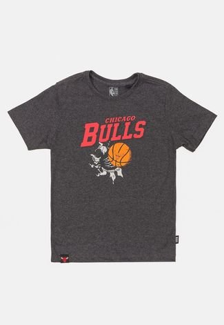 Camiseta NBA Juvenil Air Ball Chicago Bulls Preta Mescla Vintage