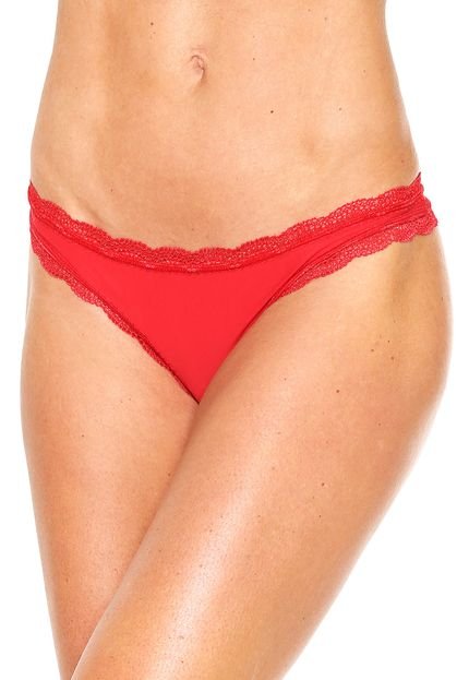 Calcinha Calvin Klein Underwear Fio Dental Microfibra Vermelha - Marca Calvin Klein Underwear
