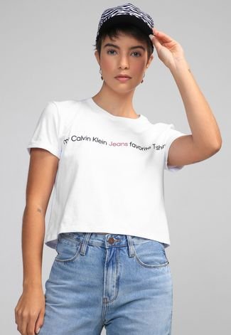 Camiseta Calvin Klein Jeans Logo Branca - Compre Agora | Dafiti Brasil