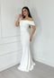 Vestido Longo de Festa Ombro à Ombro Talita Branco Para Noivas Casamento Cívil e Noivado - Marca Cia do Vestido