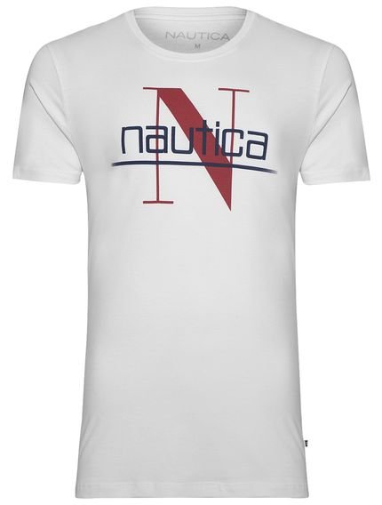 Camiseta Nautica Masculina N Logo Underline Branca - Marca Nautica