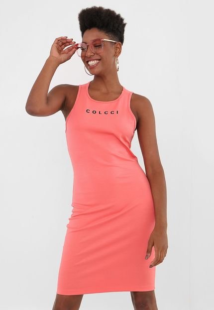 Vestido Colcci Curto Neon Lettering Rosa - Marca Colcci