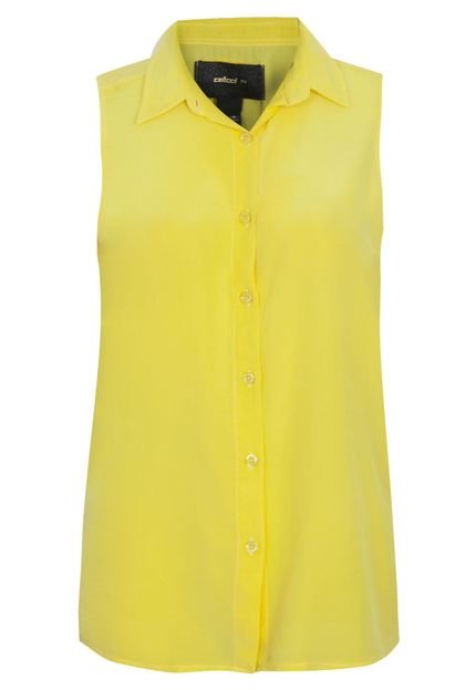 Camisa Seda  Colcci Loose Gola Amarela - Marca Colcci
