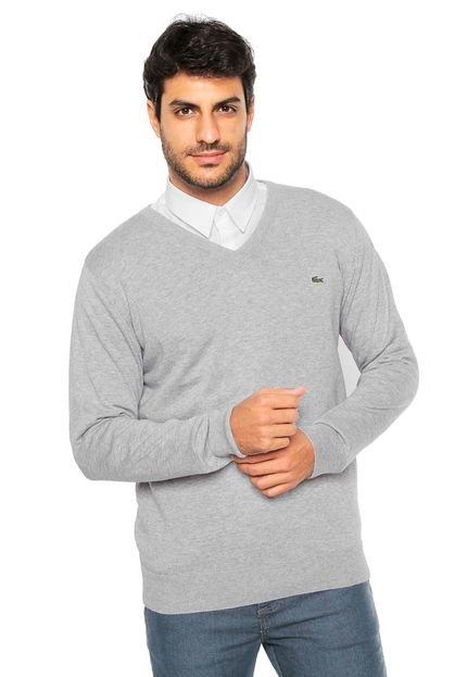 Suéter Lacoste Regular Fit Tricot Tag Cinza - Marca Lacoste