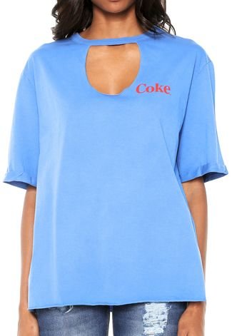 Camiseta Coca-Cola Jeans Estampada Azul