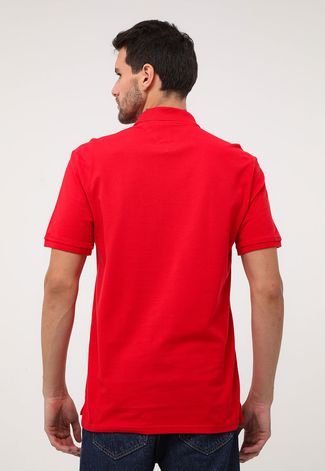 Camisa Polo Tommy Jeans Reta Logo Bordado Vermelha
