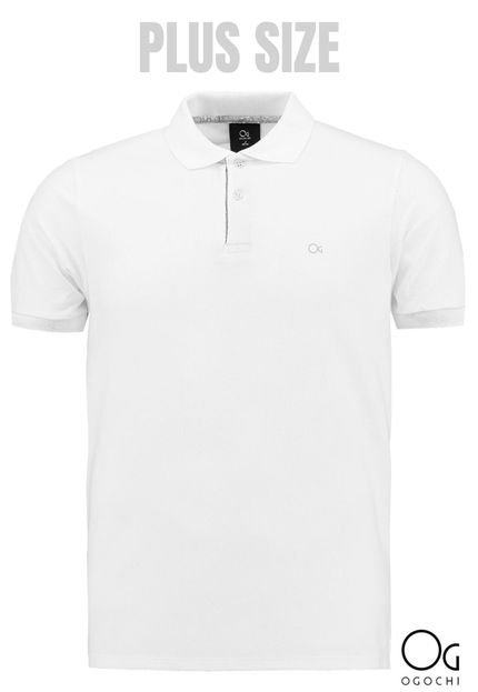 Camisa Polo Plus Size Ogochi Basica Branco - Marca Ogochi