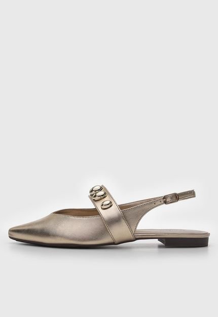 Sapatilha Slingback Anacapri Metalizada Dourada - Marca Anacapri