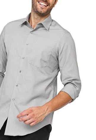Camisa Van Heusen Slim Estampada Cinza - Compre Agora