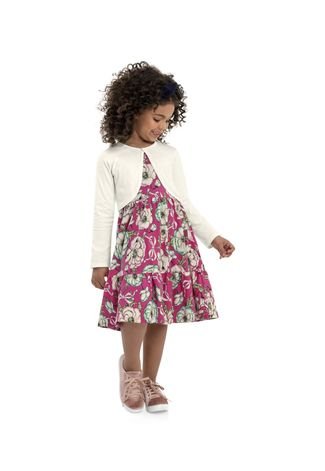 Vestido com Bolero Quimby Infantil Rosa