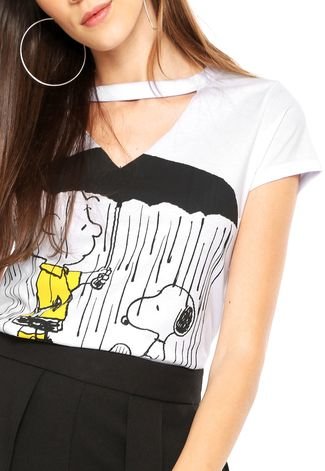 Camiseta Snoopy Peanuts Estampada Branca