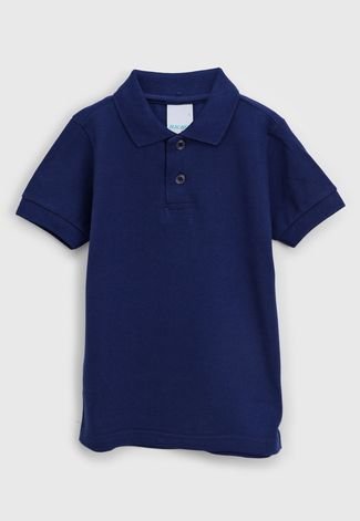 Camisa Polo Malwee Kids Infantil Lisa Azul-Marinho