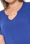Blusa Cativa Plus Perfuros Azul - Marca Cativa Plus