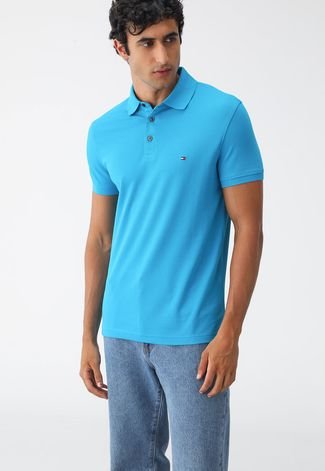 Camisa Polo Tommy Hilfiger Reta Azul