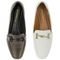 Kit 2 Pares Sapato Feminino Mocassim Donatella Shoes Bico Quadrado Confort Branco Croco e Prata Velho - Marca Donatella Shoes