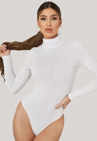 Body Manga Longa Diluxo Larissa Blusa Gola Alta Branco