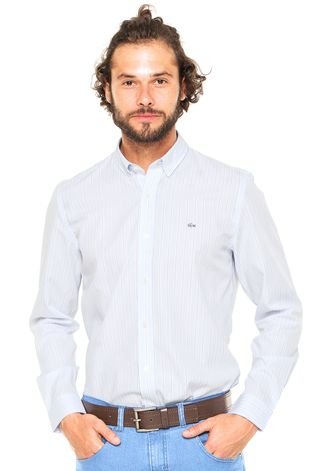 Camisa Lacoste Listras Branca/Azul