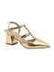 Sapato Feminino Scarpin Salto Grosso Dourado Spikes - Marca Santa Rosa