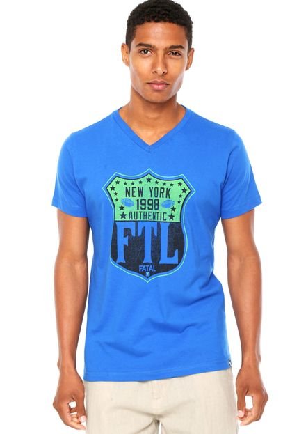 Camiseta Fatal Slim V Azul - Marca Fatal Surf